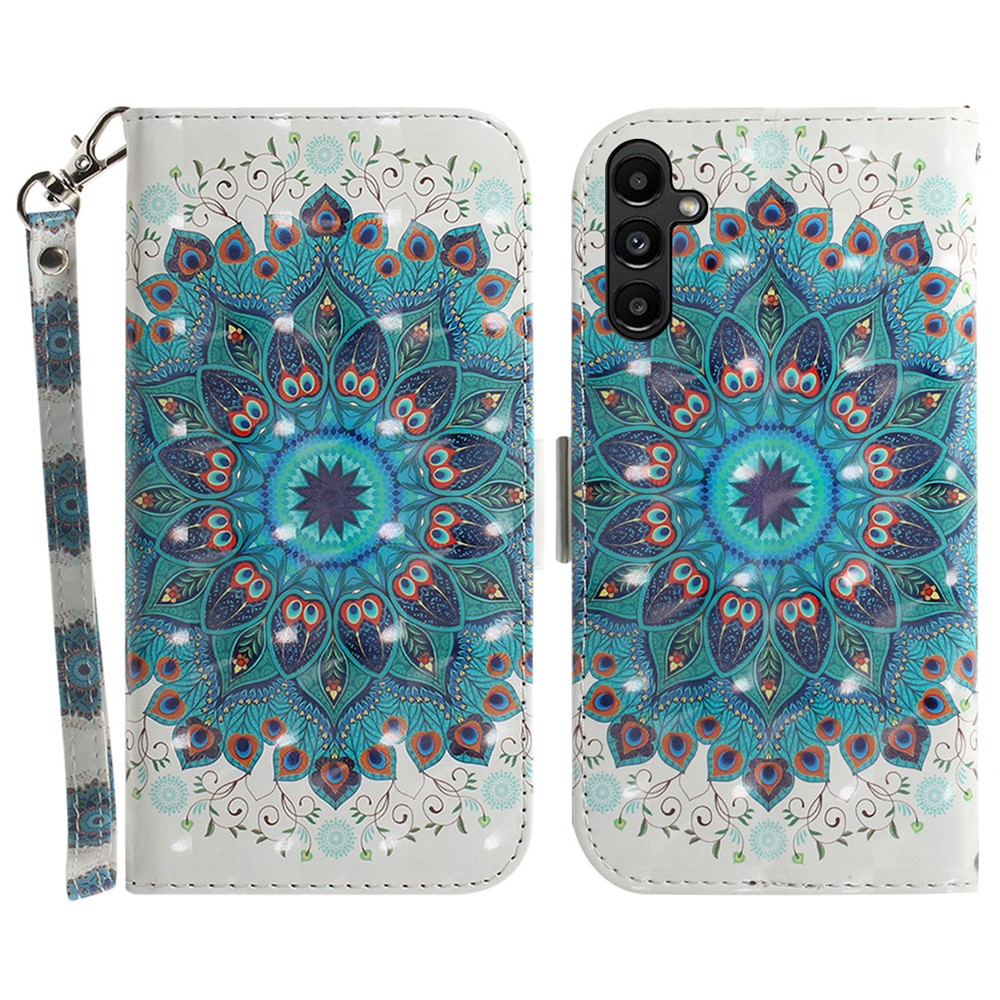 Til Samsung Galaxy A25 5G (Global) (161.0 x 76.5 x 8.3mm) PU-læder 3D-mønsterprint Standpungcover med rem