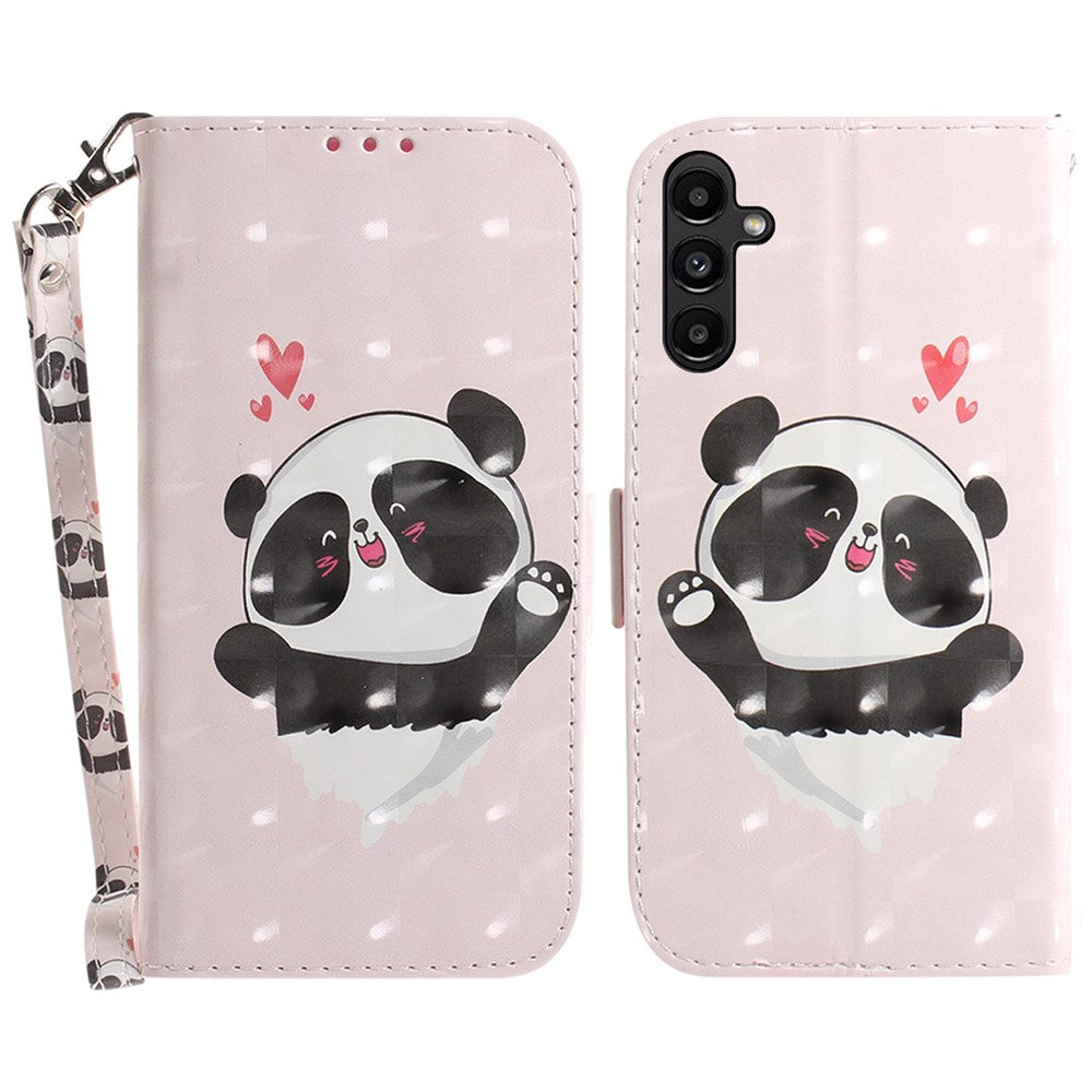 Til Samsung Galaxy A25 5G (Global) (161.0 x 76.5 x 8.3mm) PU-læder 3D-mønsterprint Standpungcover med rem