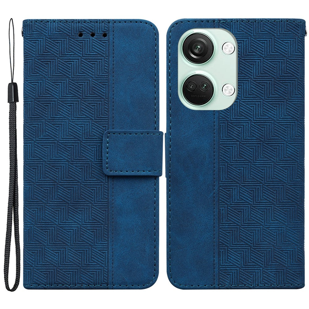 For OnePlus Nord 3 5G / Ace 2V Geometry Imprinted Stand Drop-proof Shell PU Leather Wallet Phone Cover