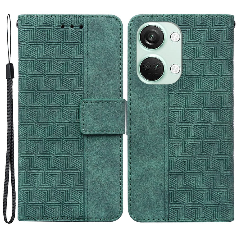For OnePlus Nord 3 5G / Ace 2V Geometry Imprinted Stand Drop-proof Shell PU Leather Wallet Phone Cover