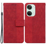 For OnePlus Nord 3 5G / Ace 2V Geometry Imprinted Stand Drop-proof Shell PU Leather Wallet Phone Cover