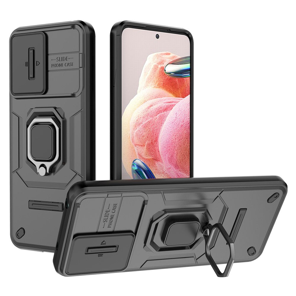 PC+TPU bakstycke för Xiaomi Redmi Note 12 4G, mobilskal glidande linsskyddande stödfodral