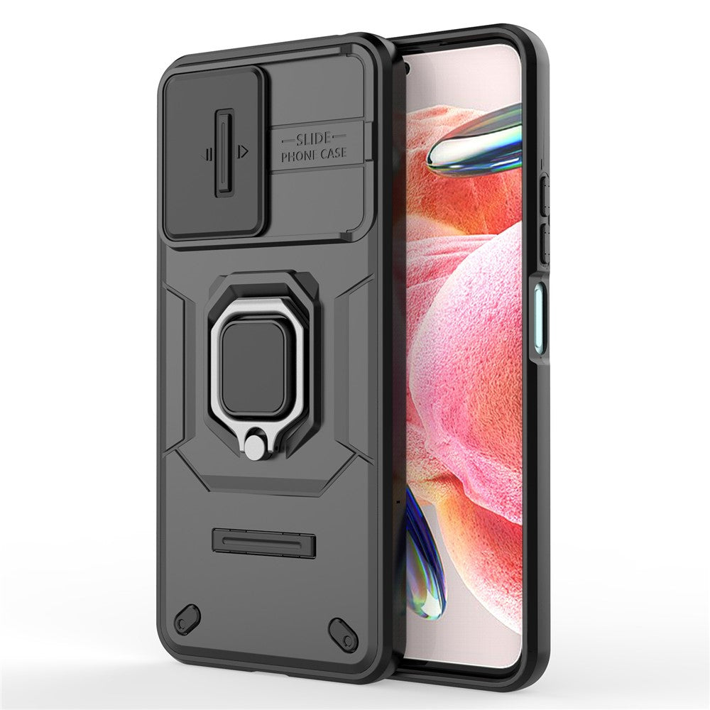PC+TPU bakstycke för Xiaomi Redmi Note 12 4G, mobilskal glidande linsskyddande stödfodral