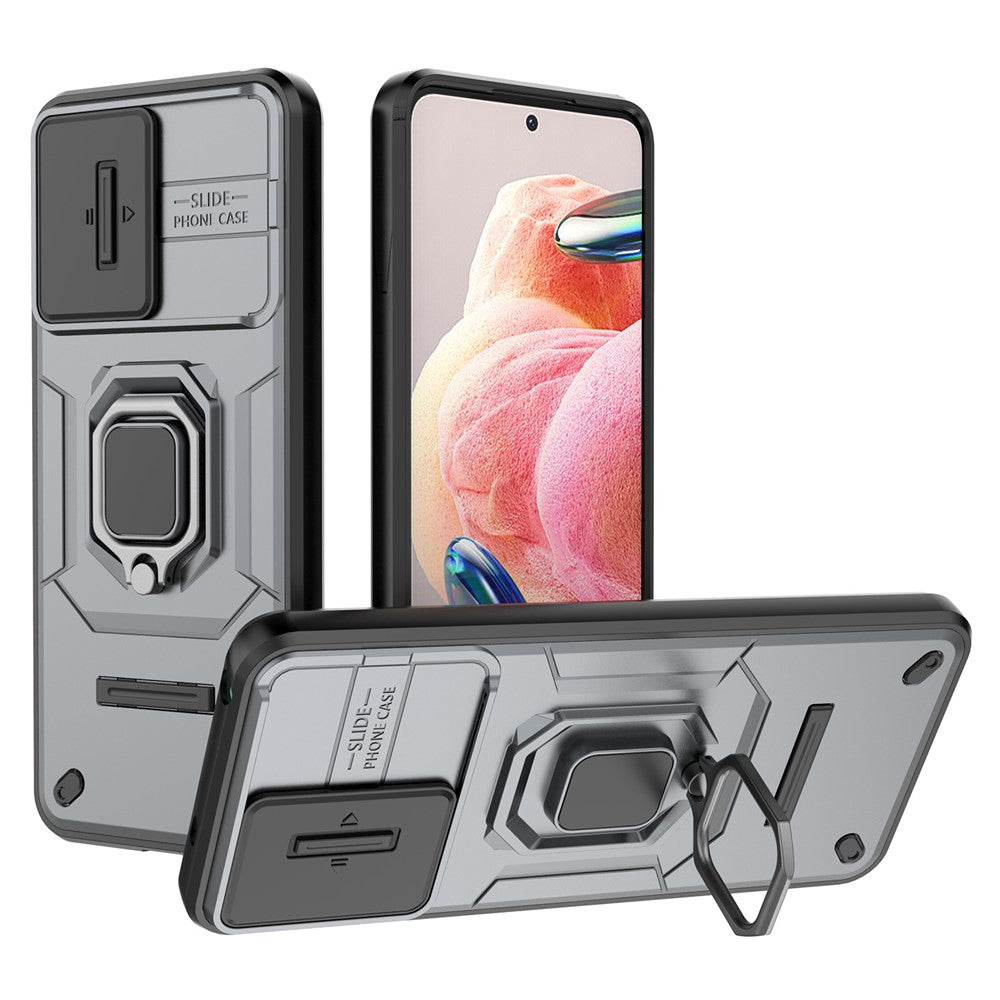 PC+TPU bakstycke för Xiaomi Redmi Note 12 4G, mobilskal glidande linsskyddande stödfodral