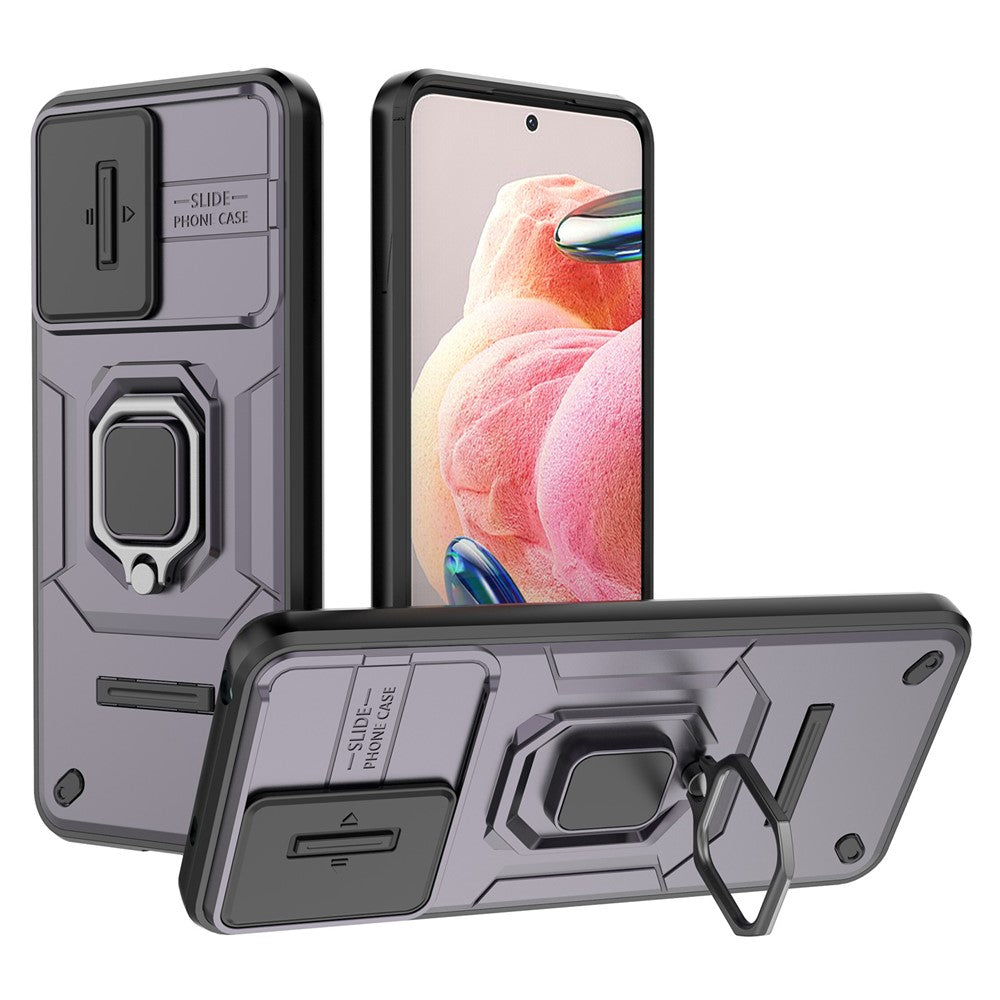 PC+TPU bakstycke för Xiaomi Redmi Note 12 4G, mobilskal glidande linsskyddande stödfodral