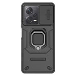 Bakskyddsskal för Xiaomi Redmi Note 12 Pro+ 5G, glidande linsskydd PC+TPU mobilskal med stöd