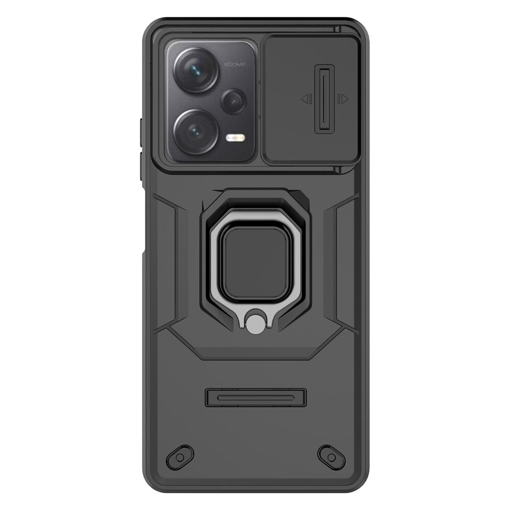 Bakskyddsskal för Xiaomi Redmi Note 12 Pro+ 5G, glidande linsskydd PC+TPU mobilskal med stöd