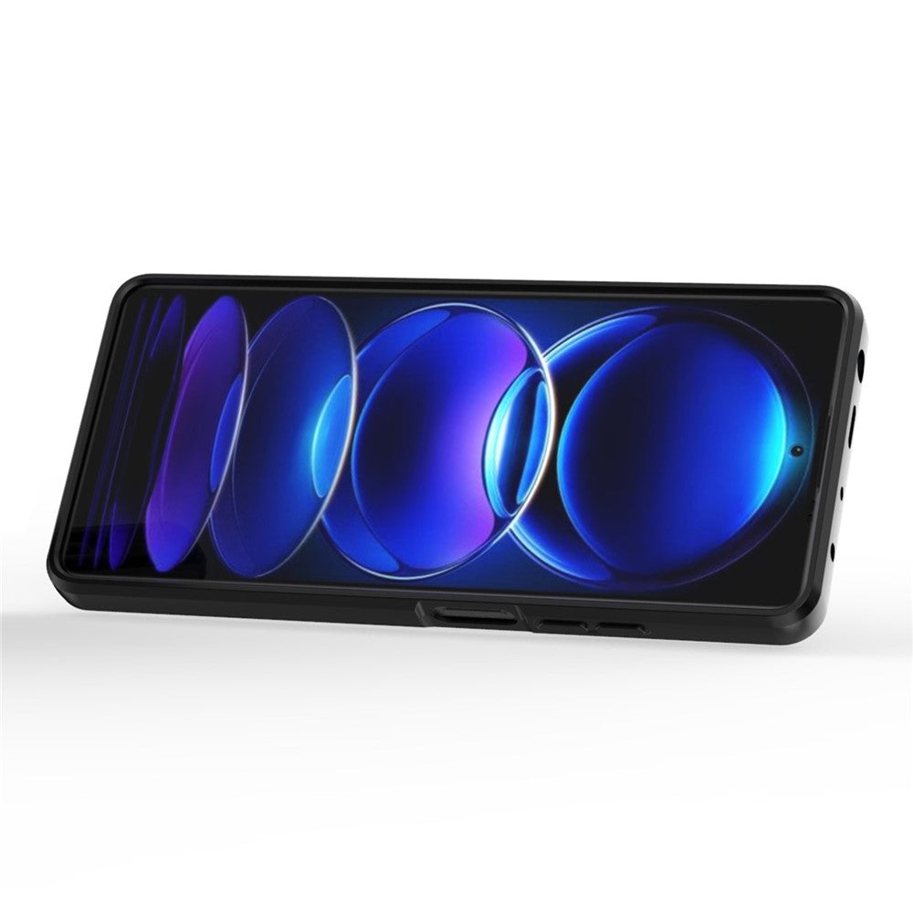 Back Protector Shell for Xiaomi Redmi Note 12 Pro+ 5G , Slide Lens Protection PC+TPU Phone Case with Kickstand