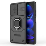 Back Protector Shell for Xiaomi Redmi Note 12 Pro+ 5G , Slide Lens Protection PC+TPU Phone Case with Kickstand