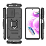 PC+TPU Shell for Xiaomi Redmi Note 12S 4G , Slide Lens Protection Phone Case Back Guard Cover with Kickstand