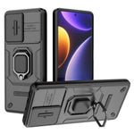 PC+TPU-skal för Xiaomi Poco F5 5G / Redmi Note 12 Turbo, fallskyddande mobilskal glidande linsskydd stativ bakstycke