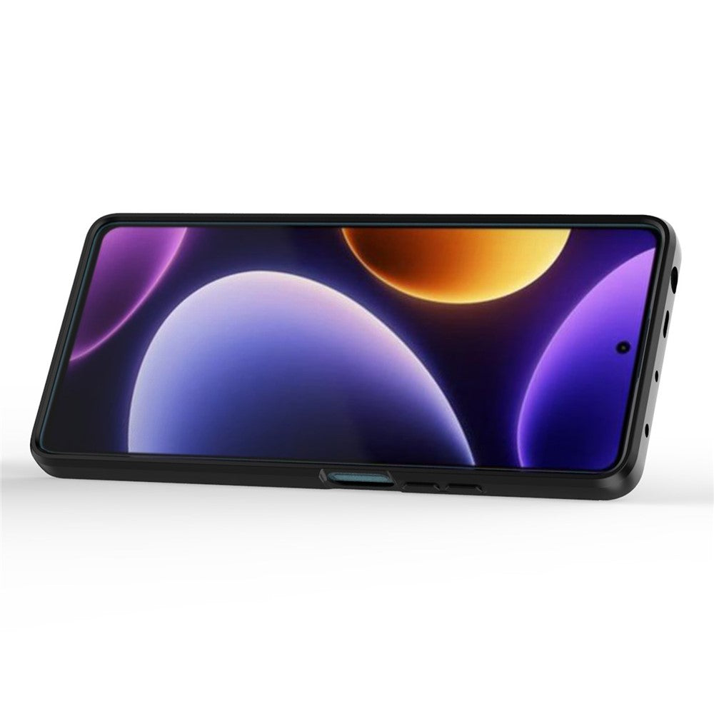 PC+TPU-skal för Xiaomi Poco F5 5G / Redmi Note 12 Turbo, fallskyddande mobilskal glidande linsskydd stativ bakstycke