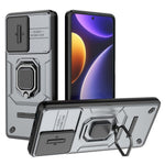 PC+TPU-skal för Xiaomi Poco F5 5G / Redmi Note 12 Turbo, fallskyddande mobilskal glidande linsskydd stativ bakstycke
