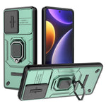 PC+TPU-skal för Xiaomi Poco F5 5G / Redmi Note 12 Turbo, fallskyddande mobilskal glidande linsskydd stativ bakstycke