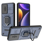 PC+TPU-skal för Xiaomi Poco F5 5G / Redmi Note 12 Turbo, fallskyddande mobilskal glidande linsskydd stativ bakstycke