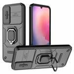 Back Shell for Samsung Galaxy A24 4G (162.1 x 77.6 x 8.3mm) PC+TPU Fall-proof Phone Case Slide Lens Protection Kickstand Cover