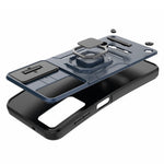 Back Shell for Samsung Galaxy A24 4G (162.1 x 77.6 x 8.3mm) PC+TPU Fall-proof Phone Case Slide Lens Protection Kickstand Cover