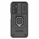 Back Shell for Samsung Galaxy A24 4G (162.1 x 77.6 x 8.3mm) PC+TPU Fall-proof Phone Case Slide Lens Protection Kickstand Cover