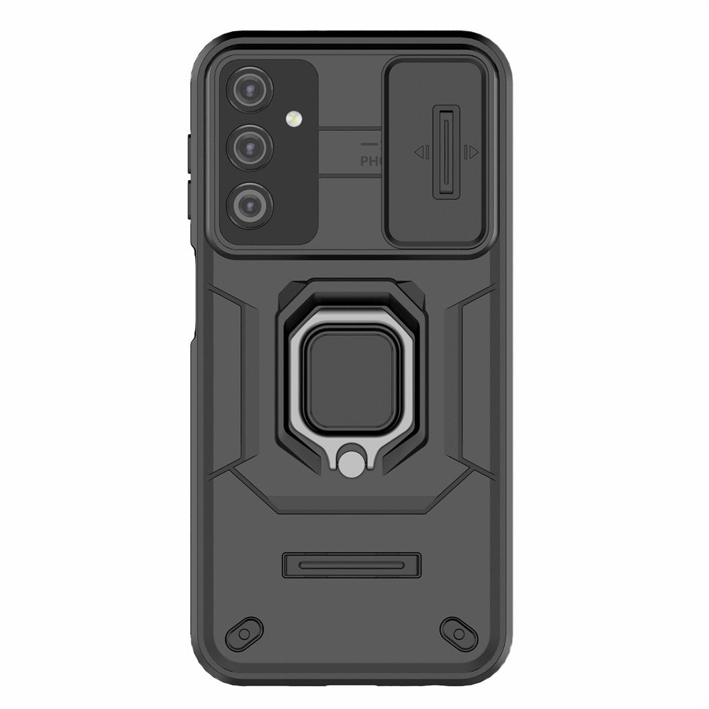 Back Shell for Samsung Galaxy A24 4G (162.1 x 77.6 x 8.3mm) PC+TPU Fall-proof Phone Case Slide Lens Protection Kickstand Cover