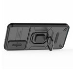 Back Shell for Samsung Galaxy A24 4G (162.1 x 77.6 x 8.3mm) PC+TPU Fall-proof Phone Case Slide Lens Protection Kickstand Cover