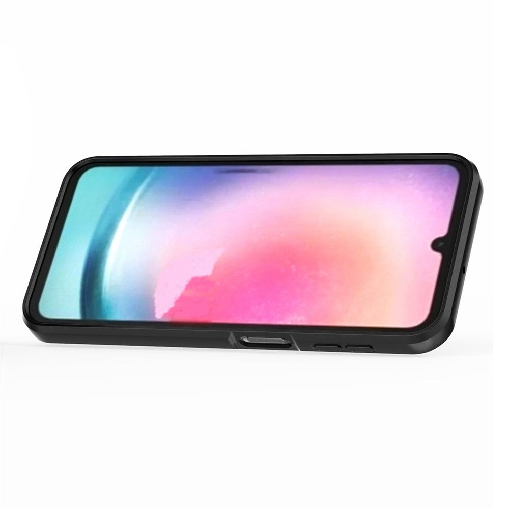 Back Shell for Samsung Galaxy A24 4G (162.1 x 77.6 x 8.3mm) PC+TPU Fall-proof Phone Case Slide Lens Protection Kickstand Cover