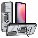 Back Shell for Samsung Galaxy A24 4G (162.1 x 77.6 x 8.3mm) PC+TPU Fall-proof Phone Case Slide Lens Protection Kickstand Cover