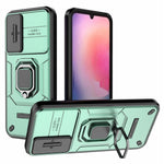 Back Shell for Samsung Galaxy A24 4G (162.1 x 77.6 x 8.3mm) PC+TPU Fall-proof Phone Case Slide Lens Protection Kickstand Cover