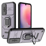 Back Shell for Samsung Galaxy A24 4G (162.1 x 77.6 x 8.3mm) PC+TPU Fall-proof Phone Case Slide Lens Protection Kickstand Cover
