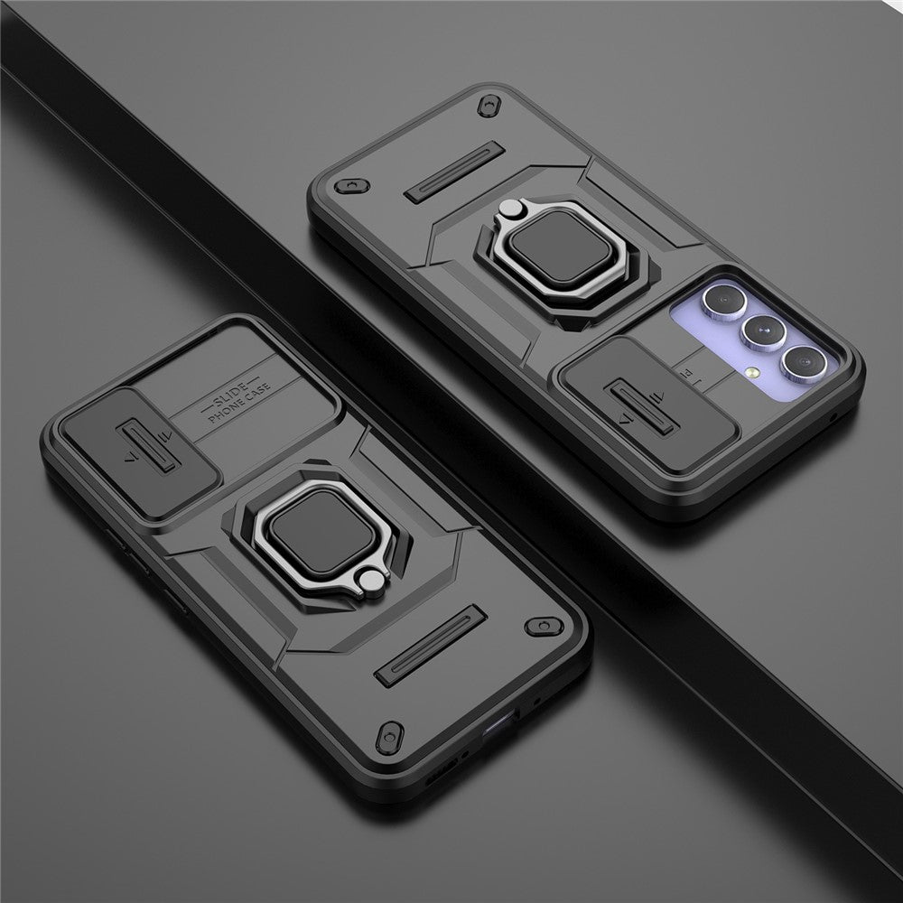 Back Shell for Samsung Galaxy A54 5G PC+TPU Phone Case Slide Lens Protection Cover with Kickstand