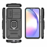 Back Shell for Samsung Galaxy A54 5G PC+TPU Phone Case Slide Lens Protection Cover with Kickstand