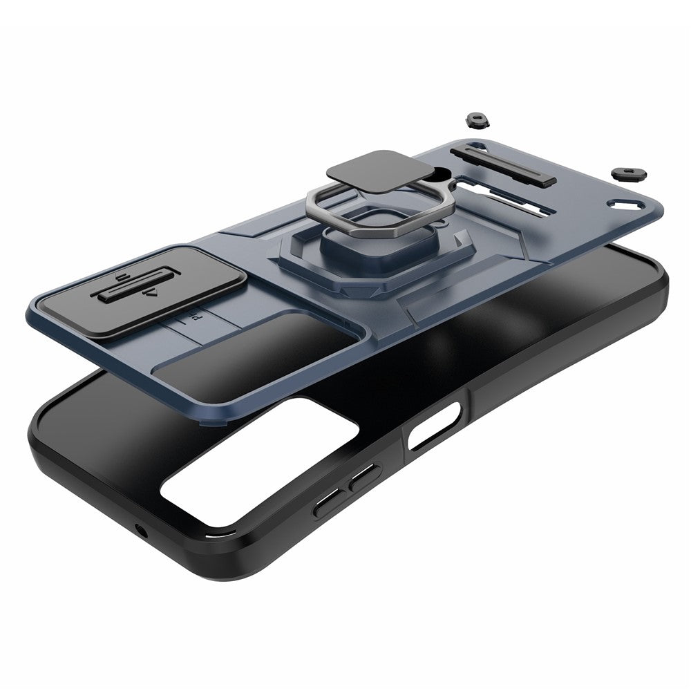 Back Shell for Samsung Galaxy A54 5G PC+TPU Phone Case Slide Lens Protection Cover with Kickstand