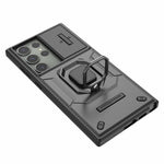 For Samsung Galaxy S23 Ultra PC+TPU Shockproof Phone Case Slide Lens Protection Kickstand Cover