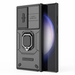 For Samsung Galaxy S23 Ultra PC+TPU Shockproof Phone Case Slide Lens Protection Kickstand Cover