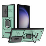 For Samsung Galaxy S23 Ultra PC+TPU Shockproof Phone Case Slide Lens Protection Kickstand Cover
