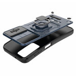 For Samsung Galaxy S23+ Slide Lens Protection PC+TPU Phone Case Protective Cover with Kickstand