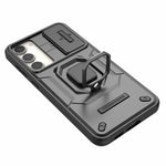 For Samsung Galaxy S23+ Slide Lens Protection PC+TPU Phone Case Protective Cover with Kickstand