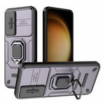 For Samsung Galaxy S23+ Slide Lens Protection PC+TPU Phone Case Protective Cover with Kickstand
