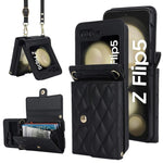 For Samsung Galaxy Z Flip5 5G PU Leather Coated PC Phone Case Card Slots Protective Cover