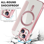 For iPhone 15 Plus Built-in Lens Film Phone Case RFID Blocking Card Slots Leather Cover Compatible with MagSafe