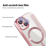 For iPhone 15 Plus Built-in Lens Film Phone Case RFID Blocking Card Slots Leather Cover Compatible with MagSafe