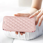 For iPhone 15 Plus Built-in Lens Film Phone Case RFID Blocking Card Slots Leather Cover Compatible with MagSafe