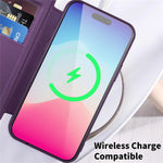 Til iPhone 15 Pro Max RFID-blokerende kortholder telefoncover Indbygget linsefilm læderskal kompatibel med MagSafe