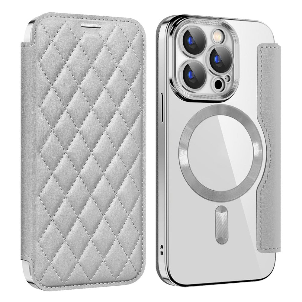 Til iPhone 15 Pro Max RFID-blokerende kortholder telefoncover Indbygget linsefilm læderskal kompatibel med MagSafe