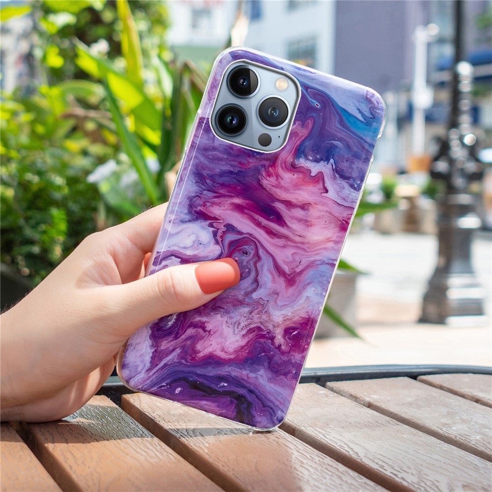 For iPhone 15 Pro Marble Pattern TPU Phone Case IMD Process Protective Cover