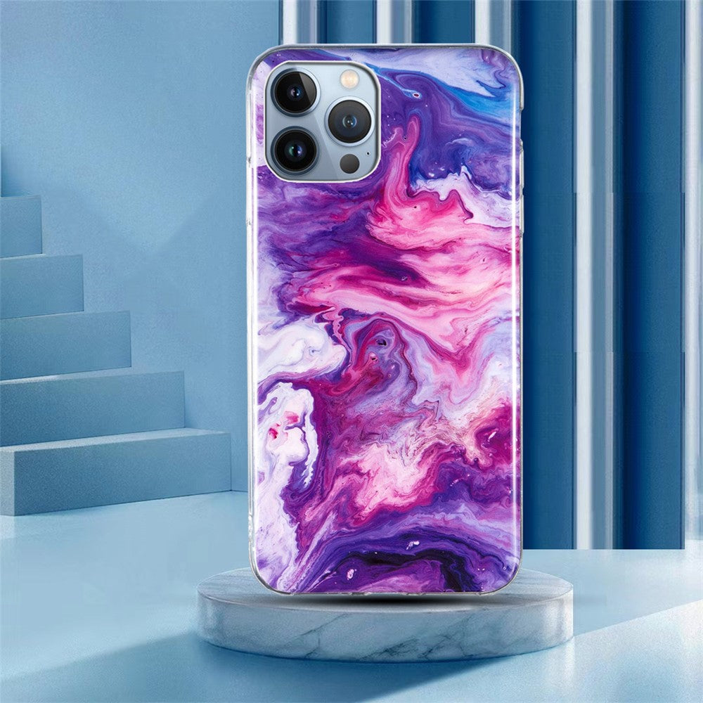 For iPhone 15 Pro Marble Pattern TPU Phone Case IMD Process Protective Cover