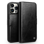 QIALINO til iPhone 15 Pro Max Ægte koskind + TPU-telefoncover Magnetisk lukning Fuld beskyttelse Telefoncover