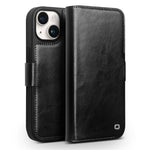 QIALINO Genuine Cow Leather+TPU Phone Case for iPhone 15 Plus Magnetic Closure Shockproof Phone Cover
