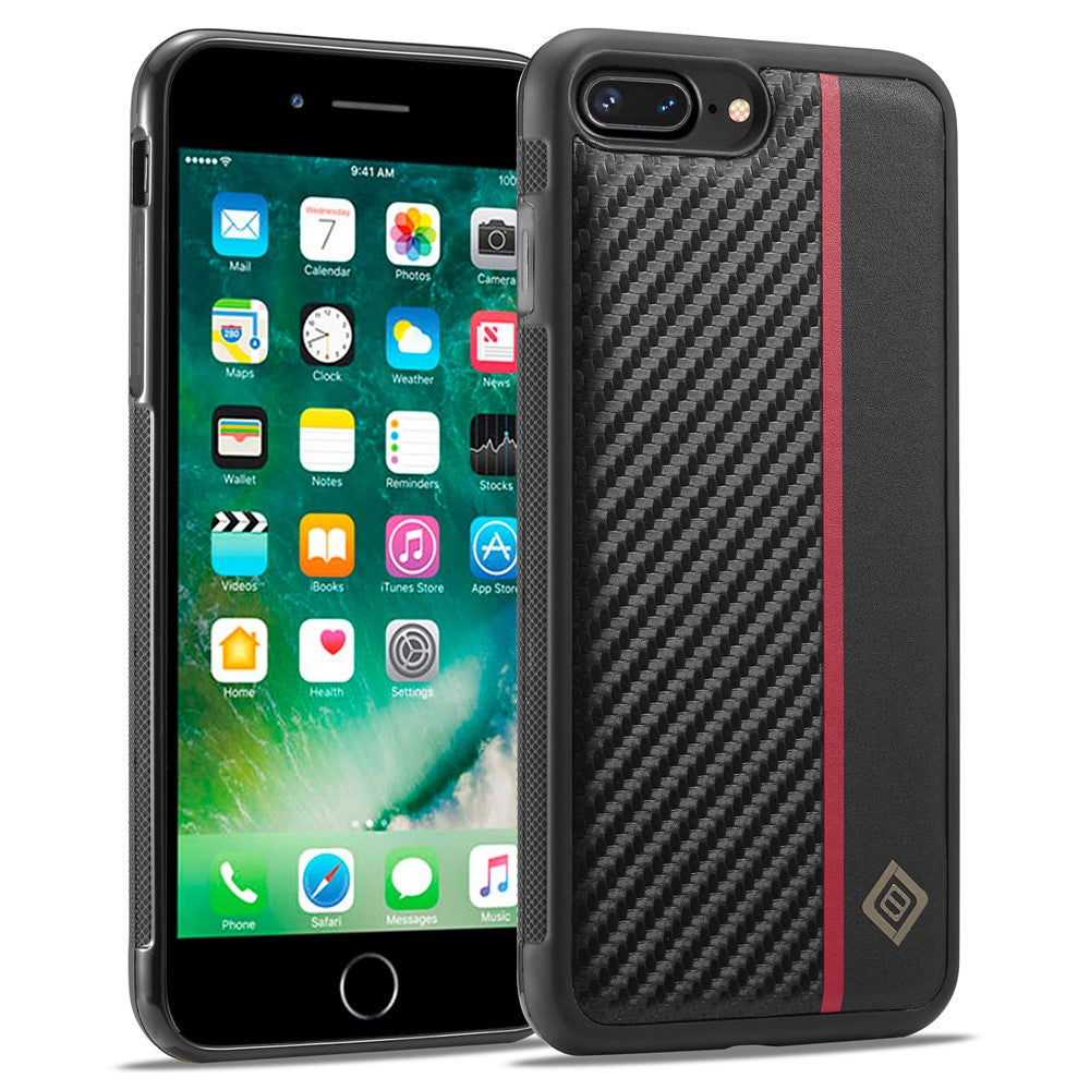 LC.IMEEKE til iPhone 7 / 8 / SE (2020) / SE (2022) Etui i PU-læder + TPU + EVA med kulfibertekstur