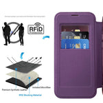 For iPhone 12 6.1 inch Card Holder Leather Phone Case Compatible with MagSafe Built-in Lens Film RFID Blocking Cover