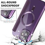 For iPhone 12 6.1 inch Card Holder Leather Phone Case Compatible with MagSafe Built-in Lens Film RFID Blocking Cover